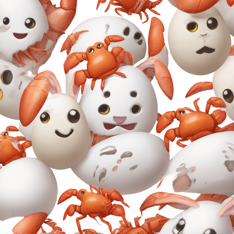 Bunny egg lobster mix with a face emoji