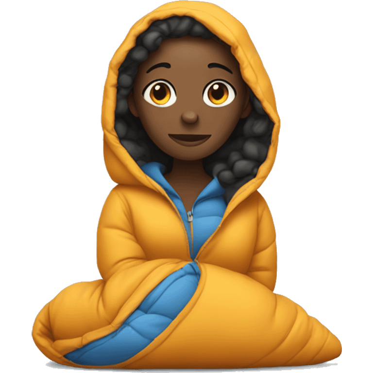 Black girl in sleeping bag full body emoji