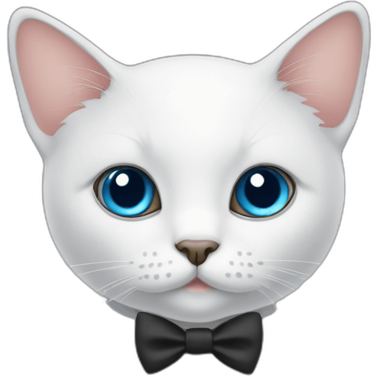 Cat with big cute eyes and blue bow tie emoji