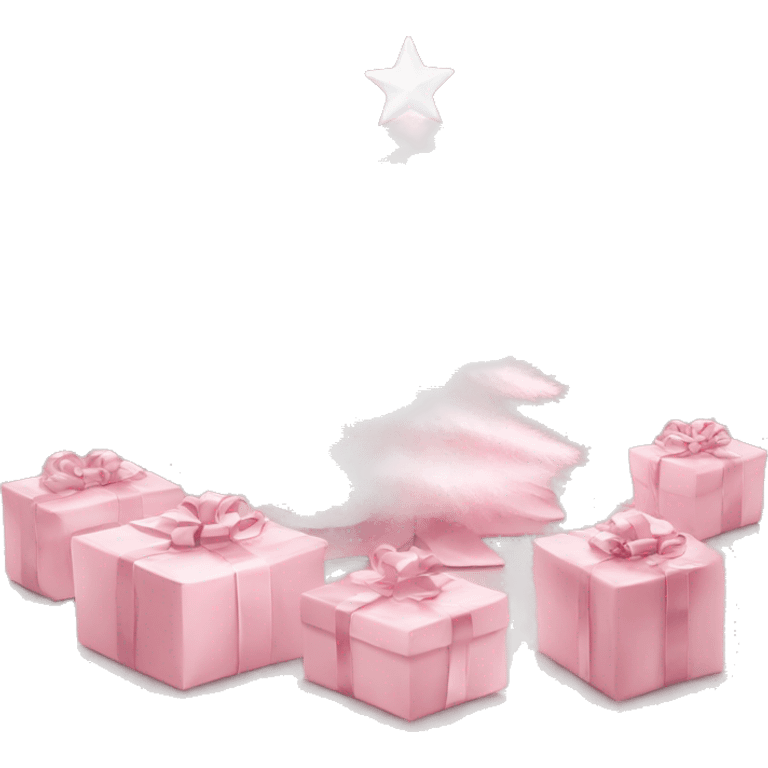 Light pink Christmas gifts under a white Christmas tree  emoji