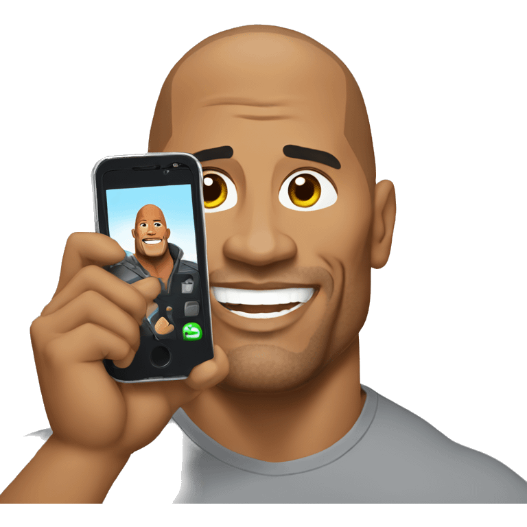 dwayne johnson holding a mobile phone emoji