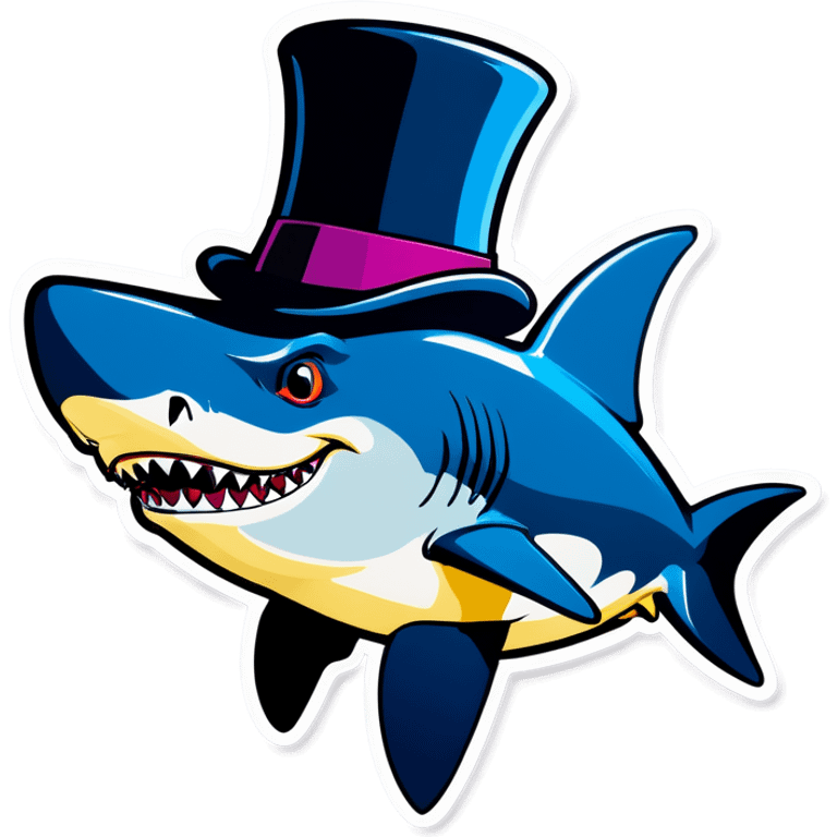 Shark with a top hat emoji