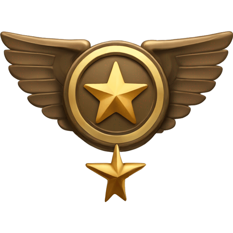 Bronze military badge with 3 stars in the center and 4 bronze wings behind emoji