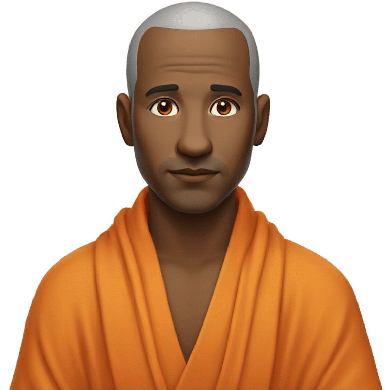 yogi with a peaceful and meditative expression. The character should be wearing an orange robe, symbolizing traditional yogic attire. emoji