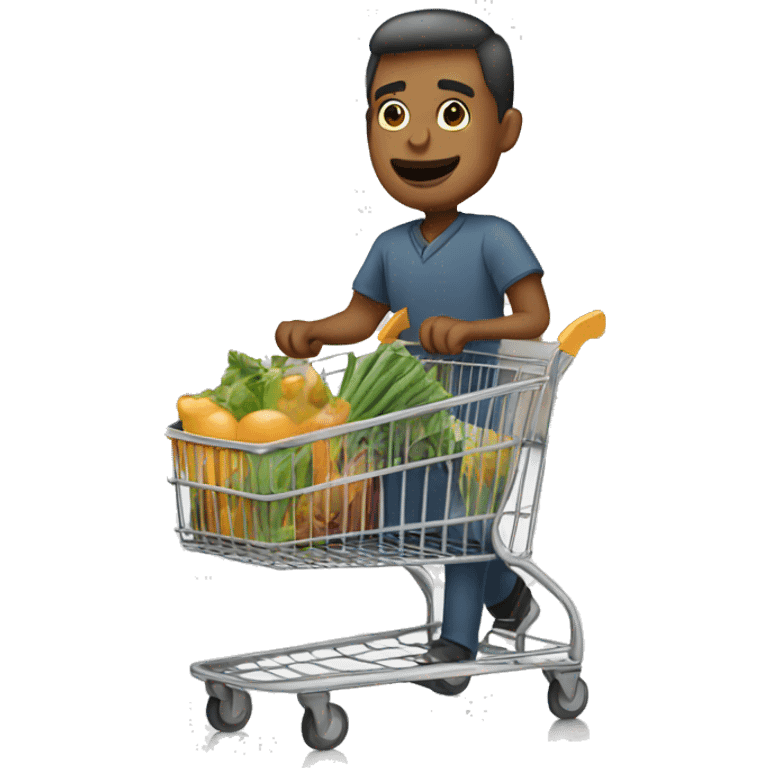 Man pushing shopping cart  emoji