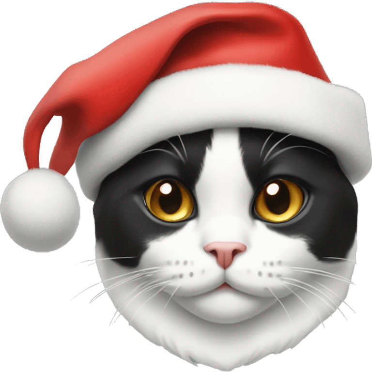 Tuxedo cat with Santa hat emoji