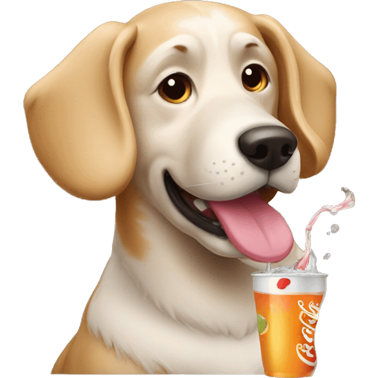 Dog drinking soda  emoji