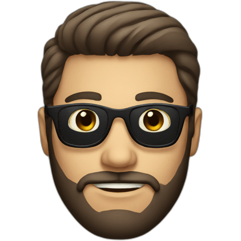 A brow hair man with beard and dark glasses. emoji