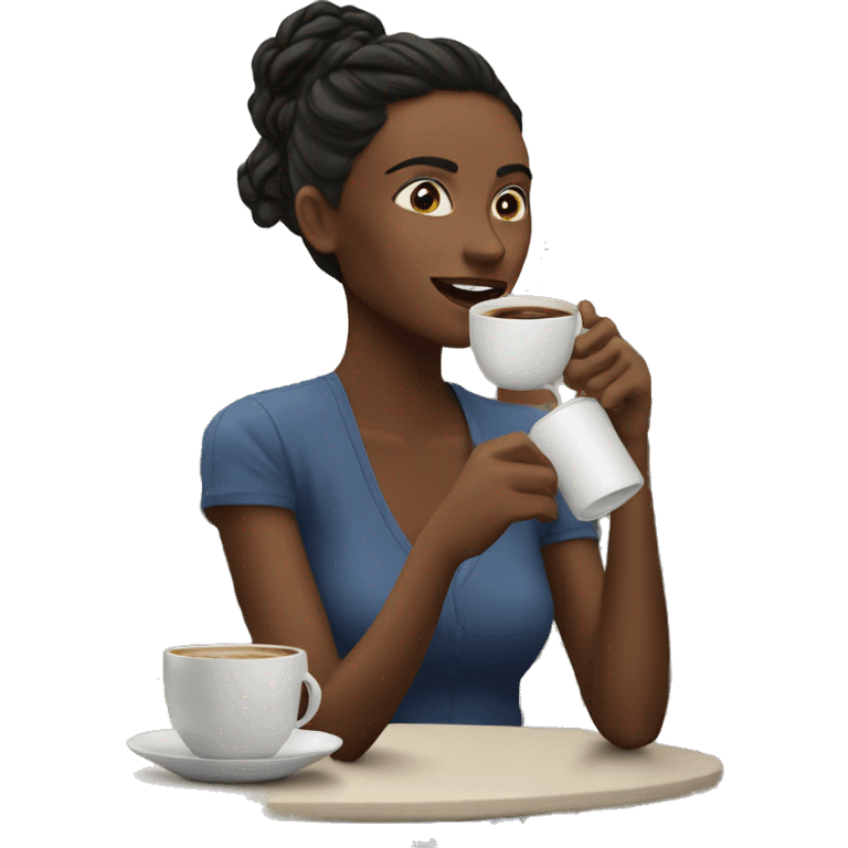 WOMAN dRINKING COFFEE AT MY PATIO emoji