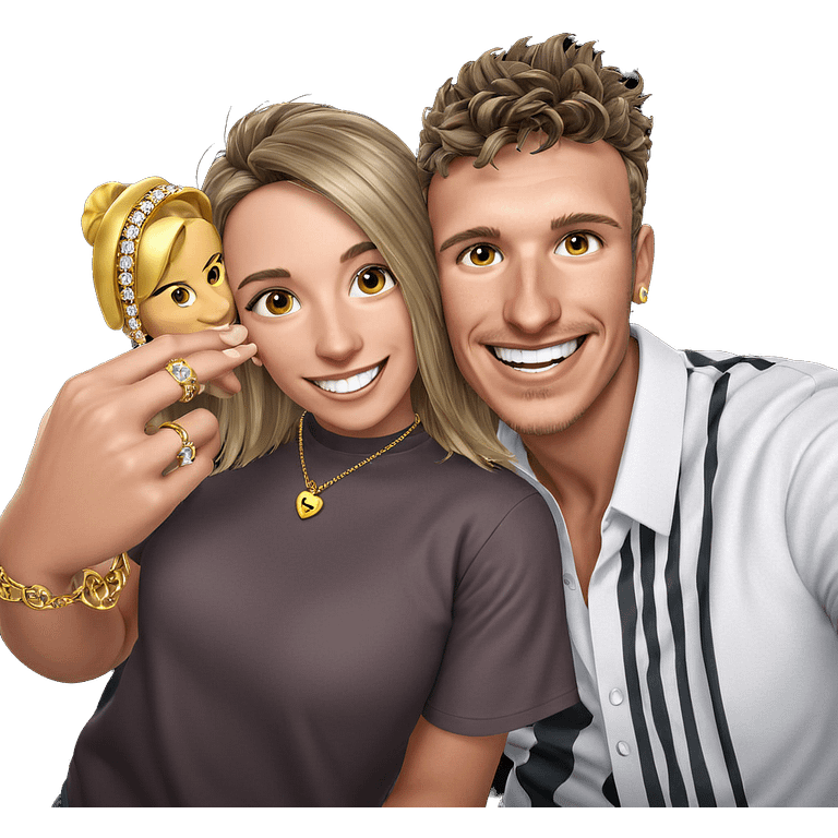 happy couple with jewelry emoji