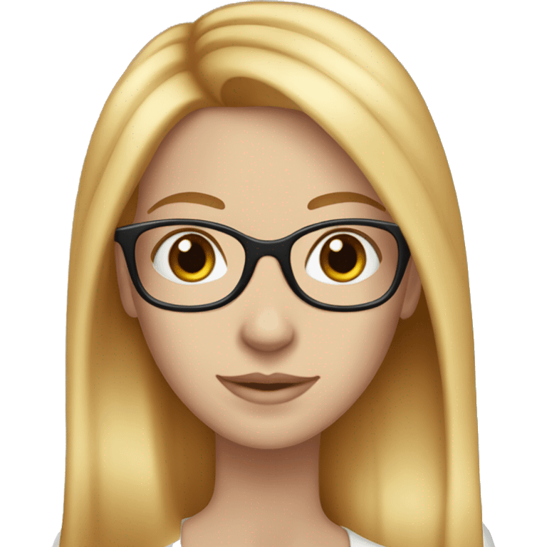 White-girl-with-long-straight-hair-red-head-eyes-blue-wearing-glasses-blouse-formal-white emoji