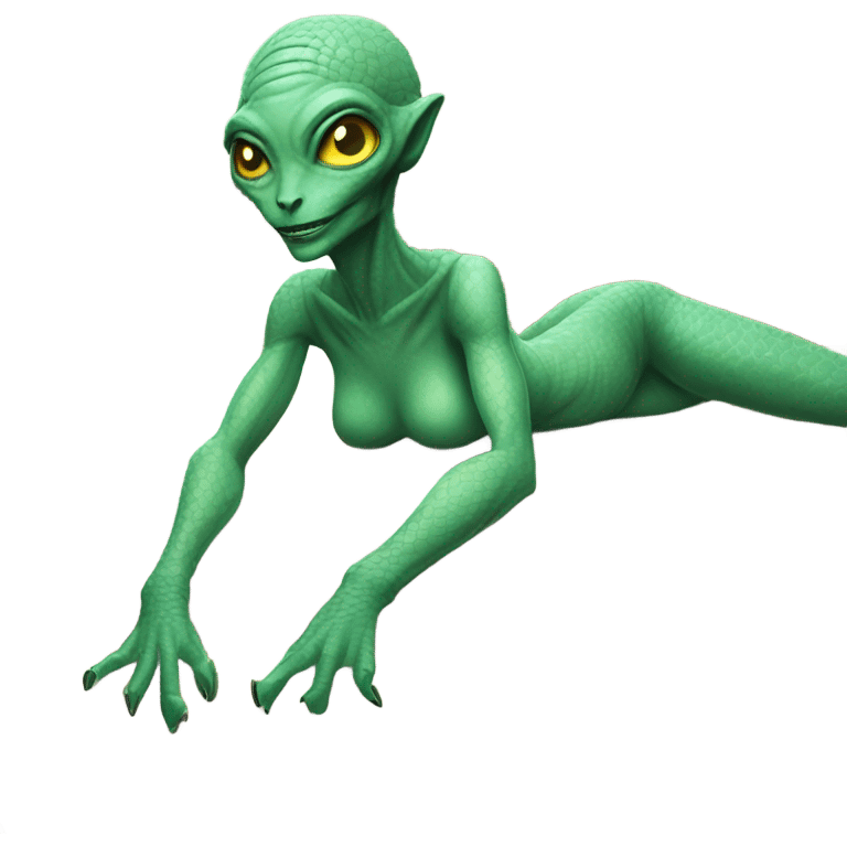 a Reptilian alien woman laying on the bed emoji