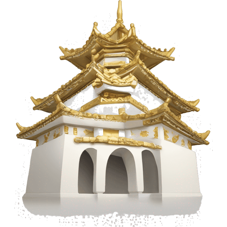 castillo japones en blanco y dorado con adornos japoeses emoji