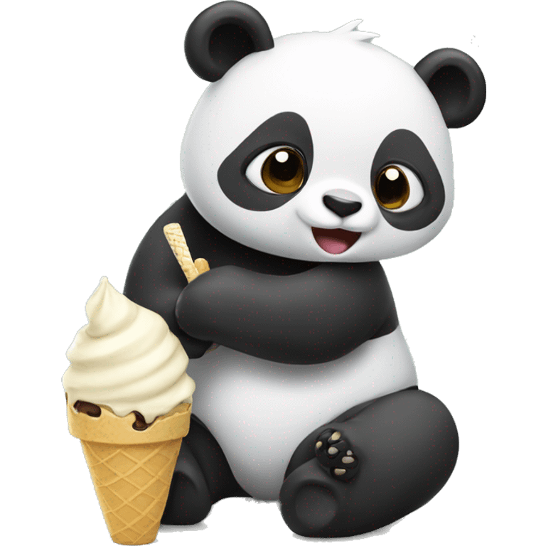 Panda eating ice cream emoji