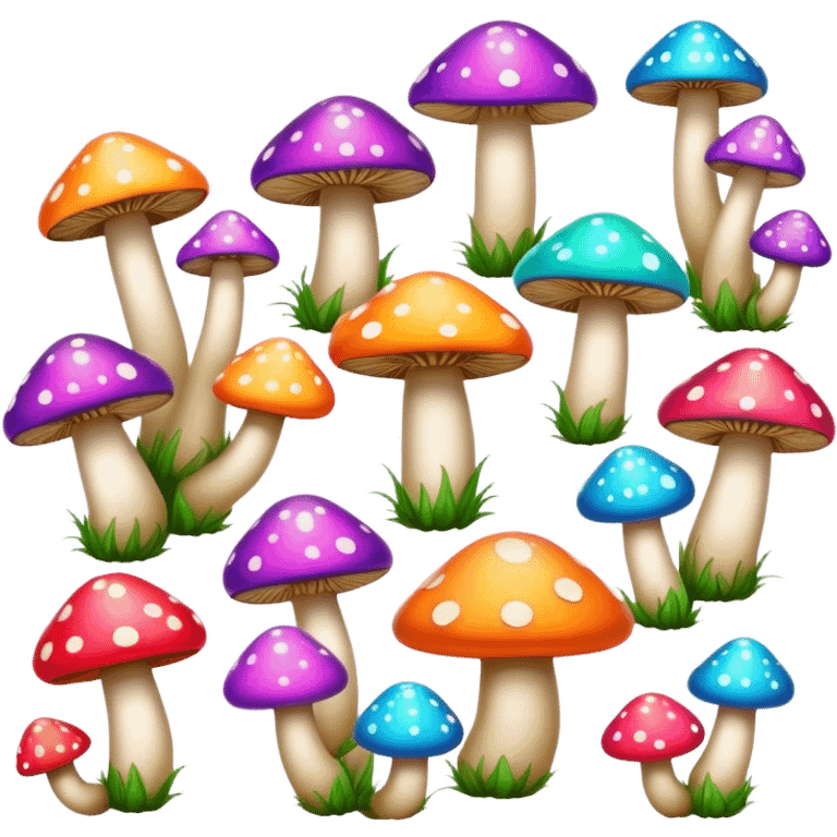 psychedelic colored hippie style mushrooms emoji