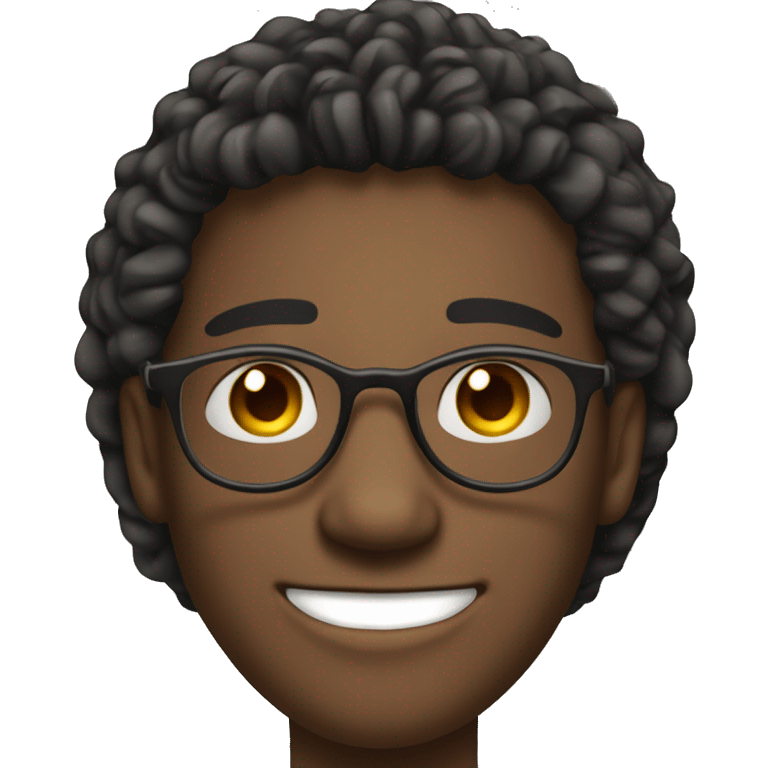 young man of about 20 years old, networker and trader with circular glasses, smiling and straight hair emoji