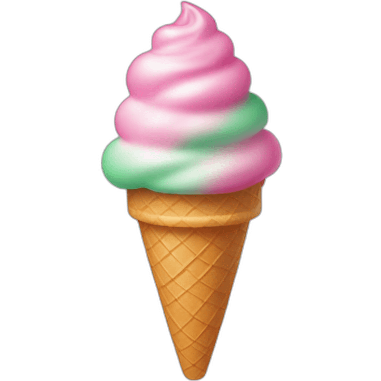 Icecream cone pink and green swirl emoji