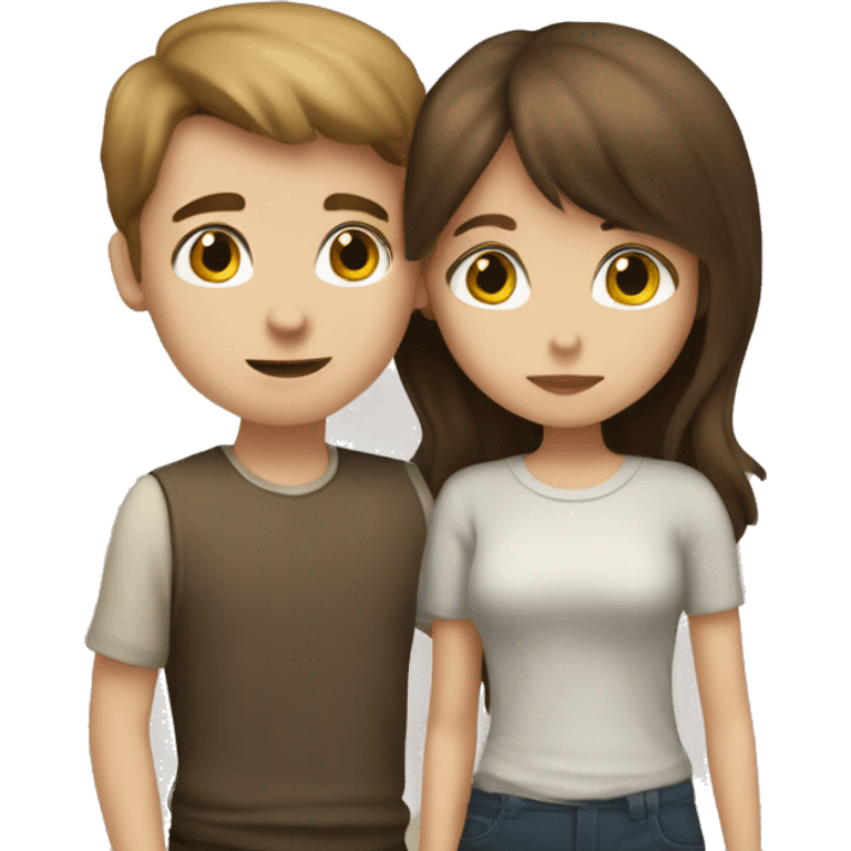 A pale brunette boy and a pale brown-haired girl kissing emoji