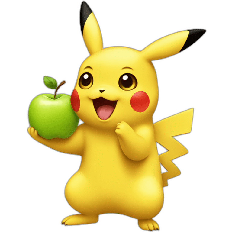 Pikachu eat apple emoji