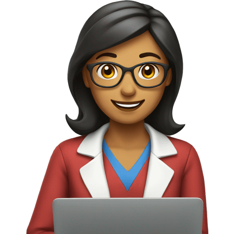 Teacher woman laptop happy emoji