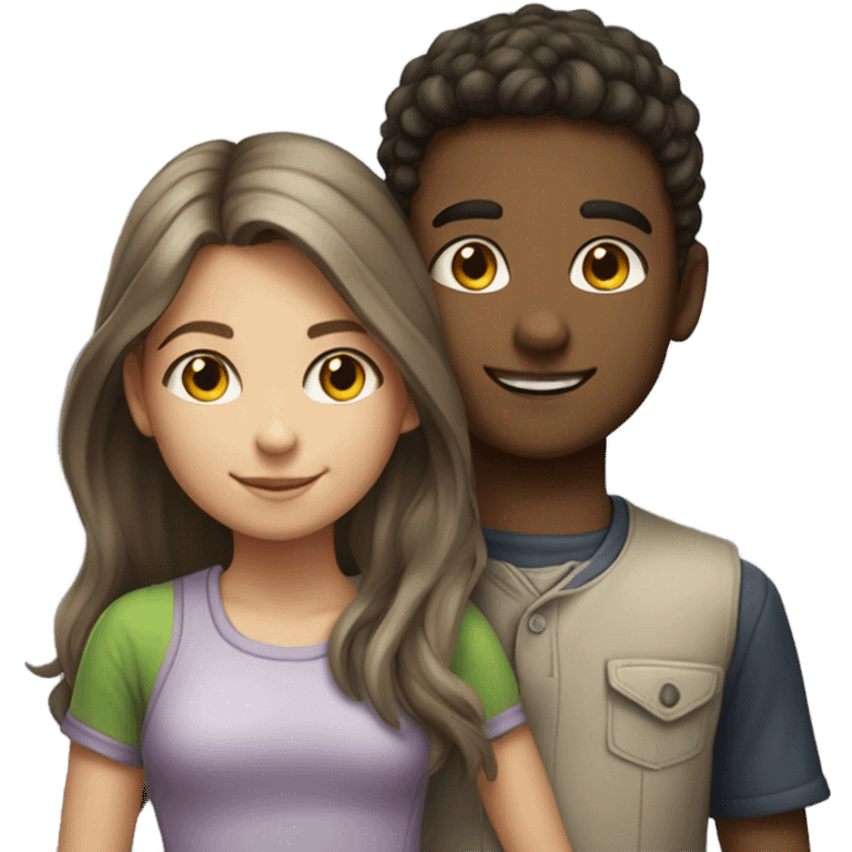 girl and boy portrait together emoji