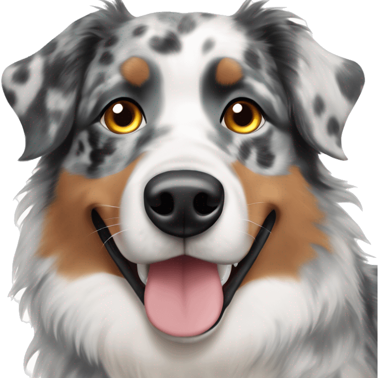 Black and grey Merle Australian shepherd with hazelnut eye color  emoji