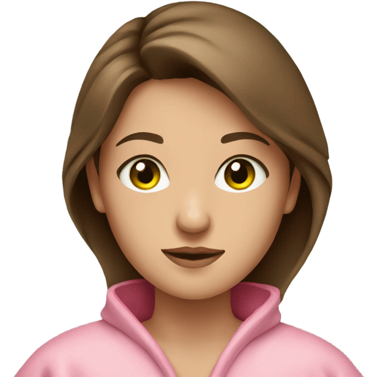 Brown haired girl green eyes in a pink robe emoji