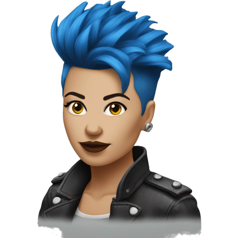 short blue  punk hairstyle lady emoji