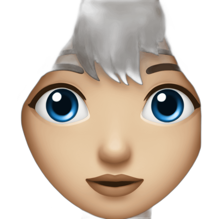 Fille aux yeux bleu brune avec une frange emoji