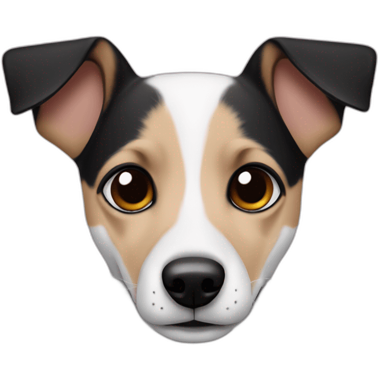 White jack russel with raise black ears emoji