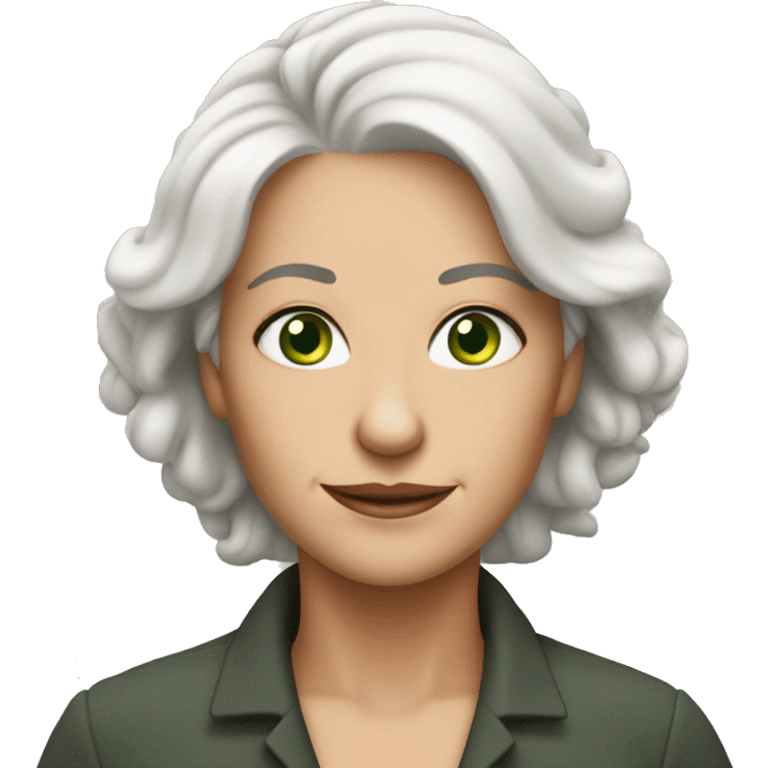 55 year old woman white hair green eyes  emoji