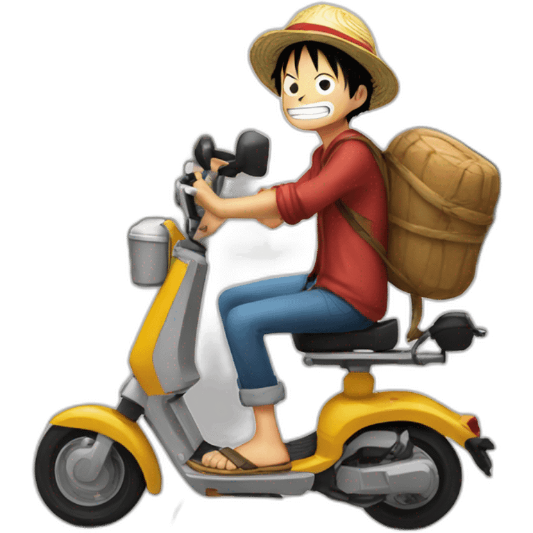 Luffy sur un scooters emoji