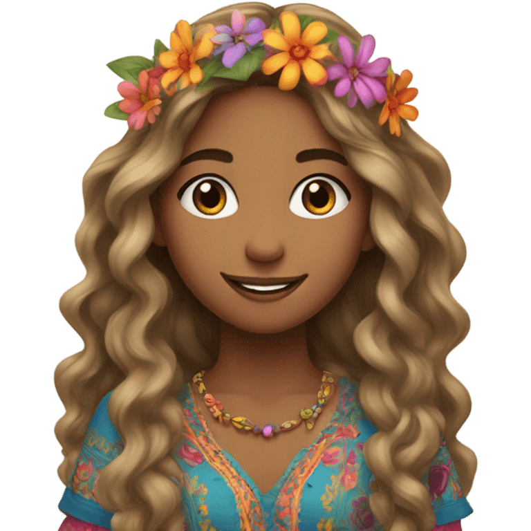 hippy smiling girl emoji