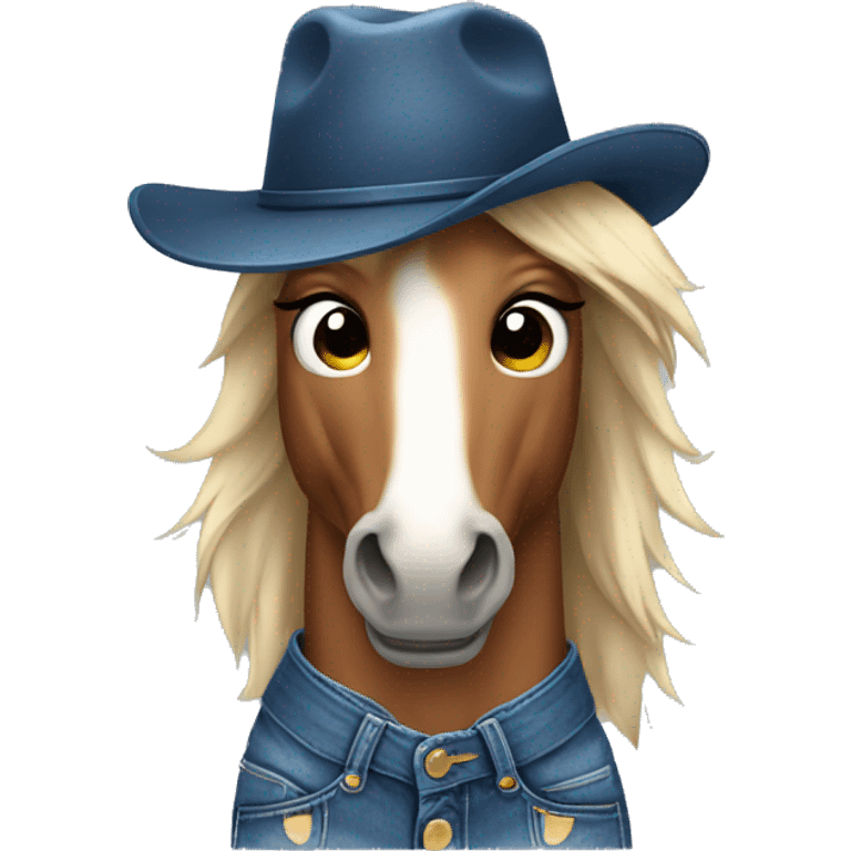 Horse with hat and jeans  emoji