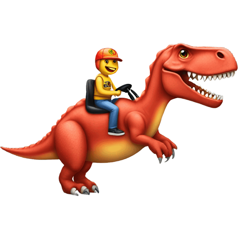 Dinosaur riding Ferrari emoji