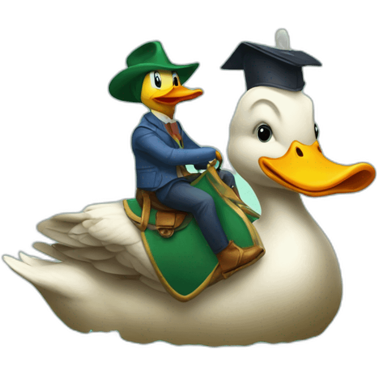 Duck riding acrocodile  emoji