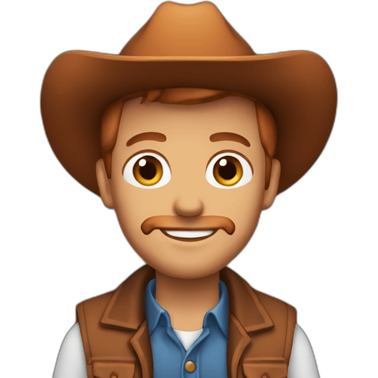 Cowboy man blue eyes slick copper hair clean shaven emoji