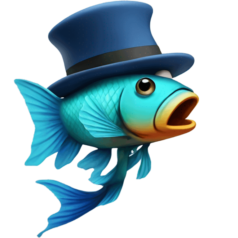 Beta fish smoking a joint with a hat on emoji