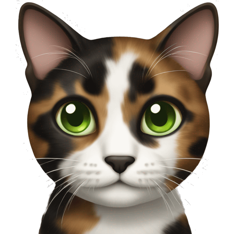 Brown white and black tortoiseshell cat with green eyes  emoji