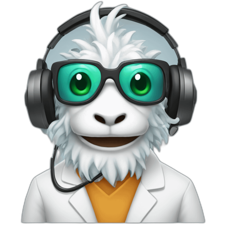 crazy scientist dragon with headphones emoji