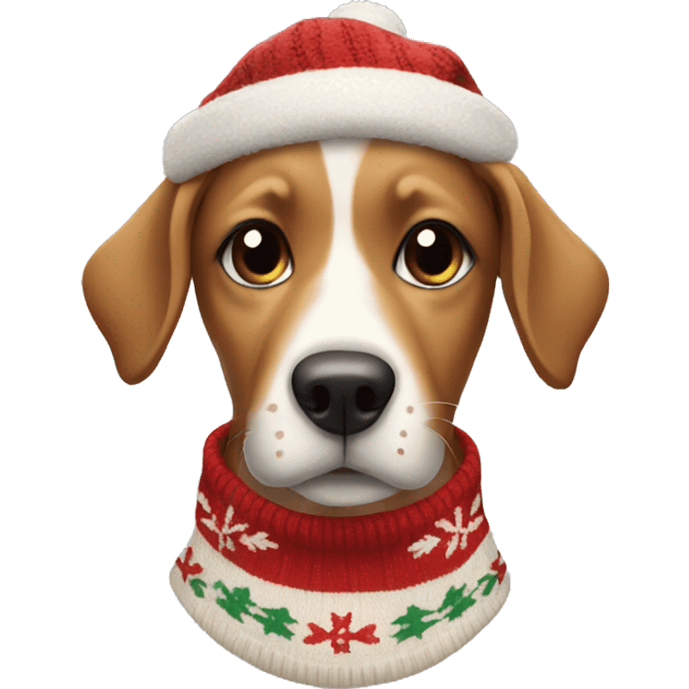 dog wearing christmas sweater emoji