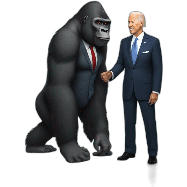 Gorilla wearing a suit meeting Joe Biden emoji