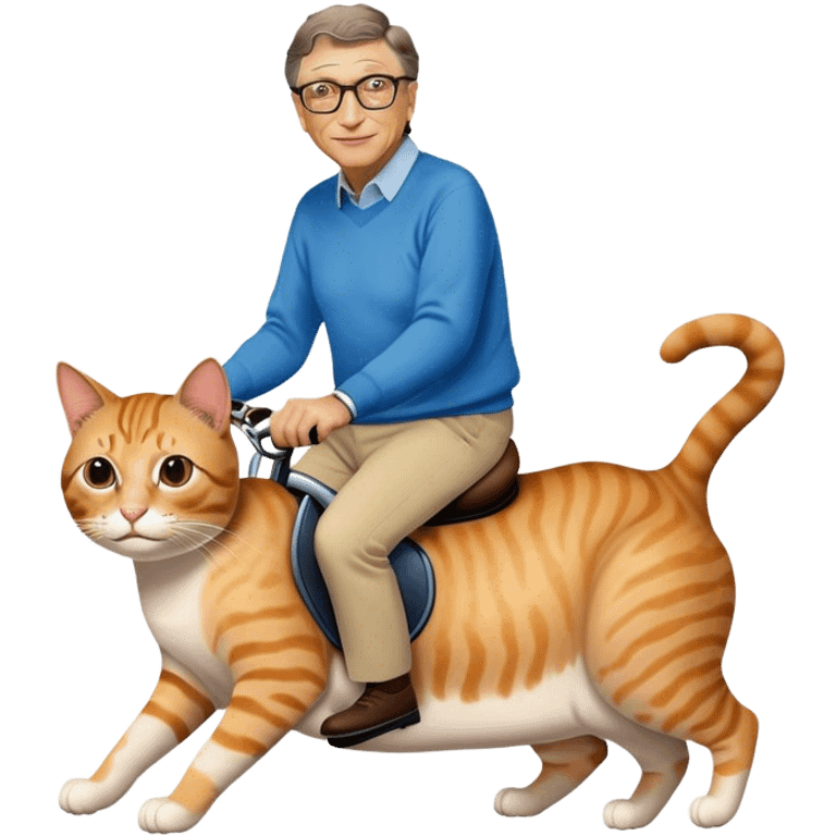 Emoji of bill gates riding a cat emoji