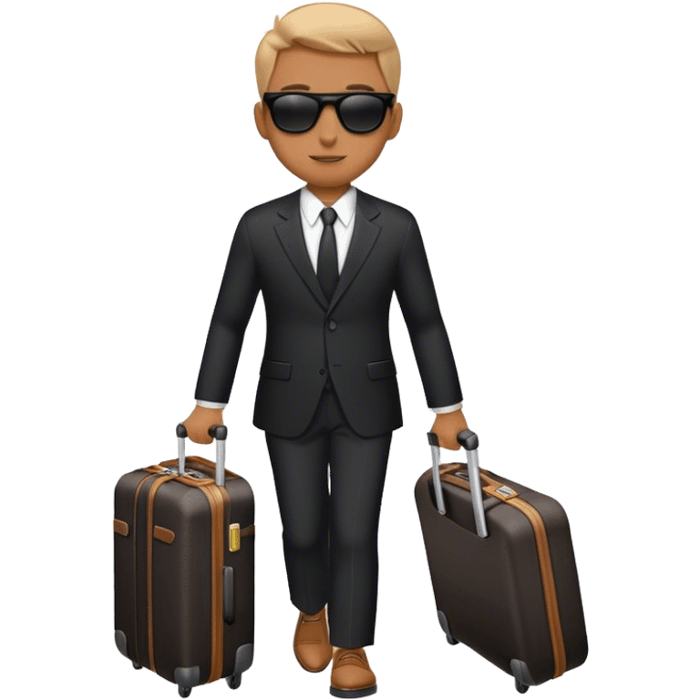 man in black with suitcase sunglases emoji