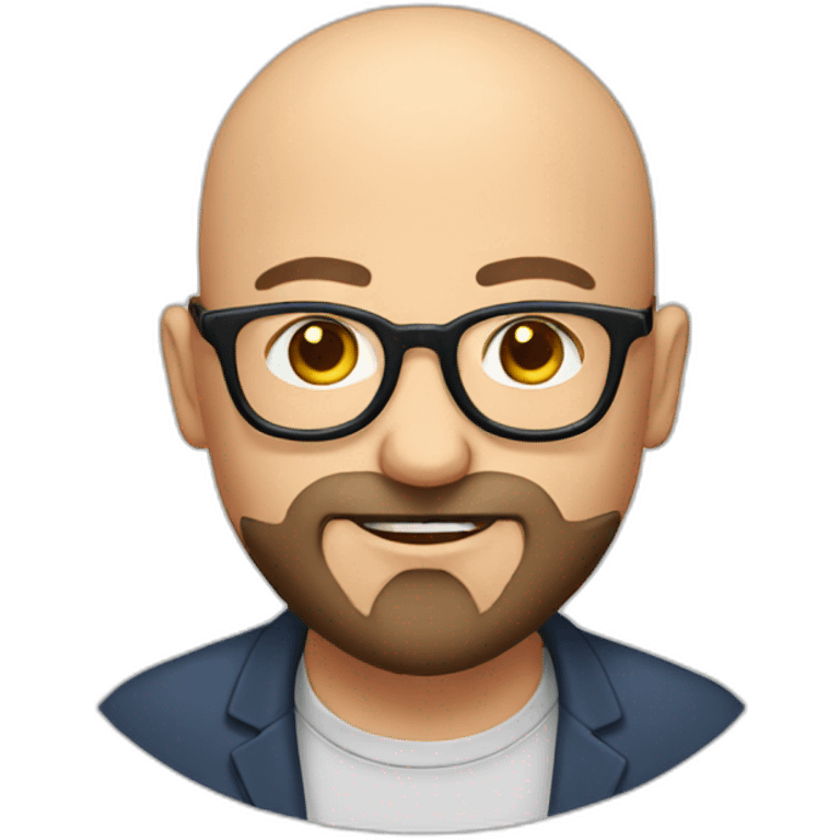 bald man with glasses and beard eating a cutlet emoji