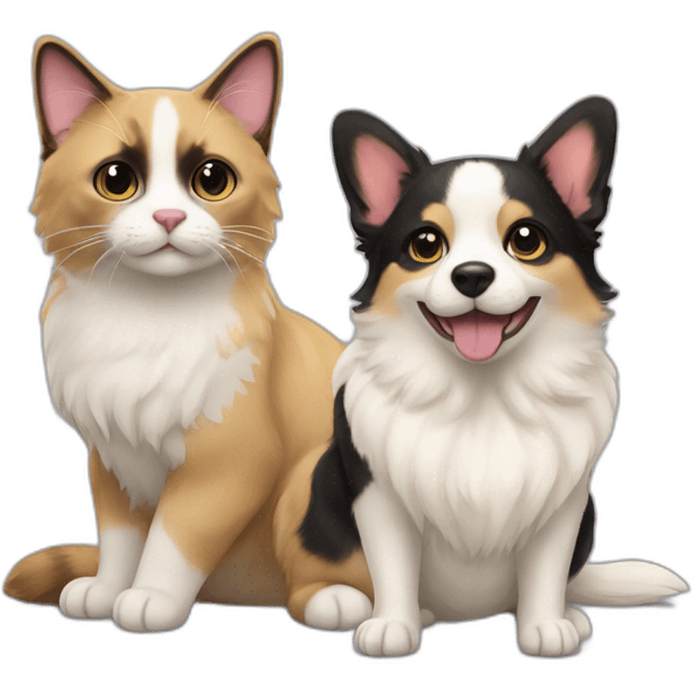 Ragdoll cat and a black & yellowcorgi emoji