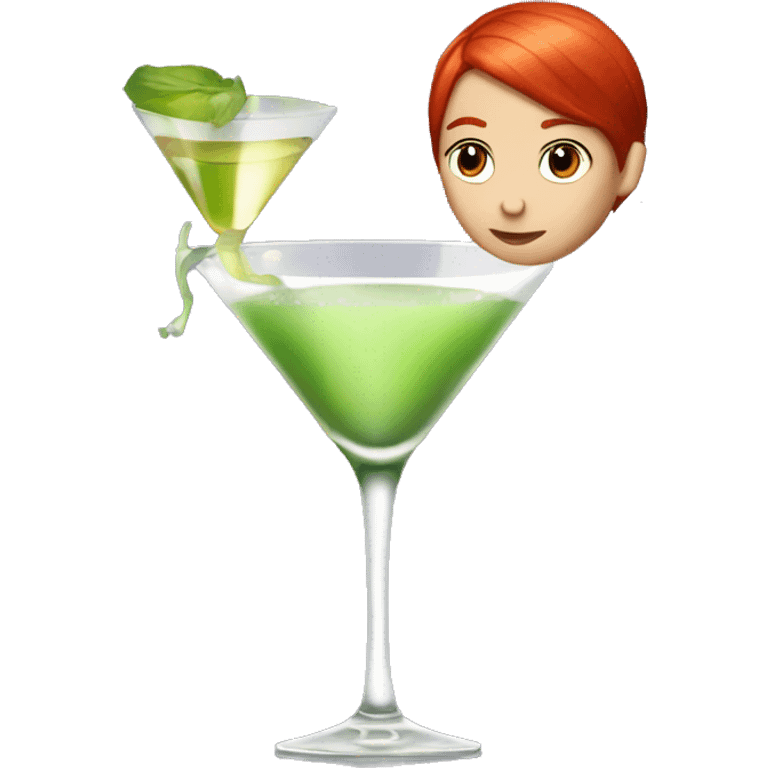 Pornstar martini but the person drinking has red hair and white skin  emoji