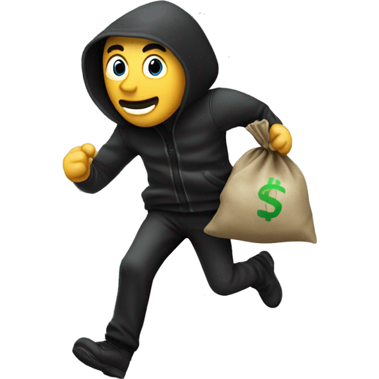 The thief runs with a bag of money on his back emoji