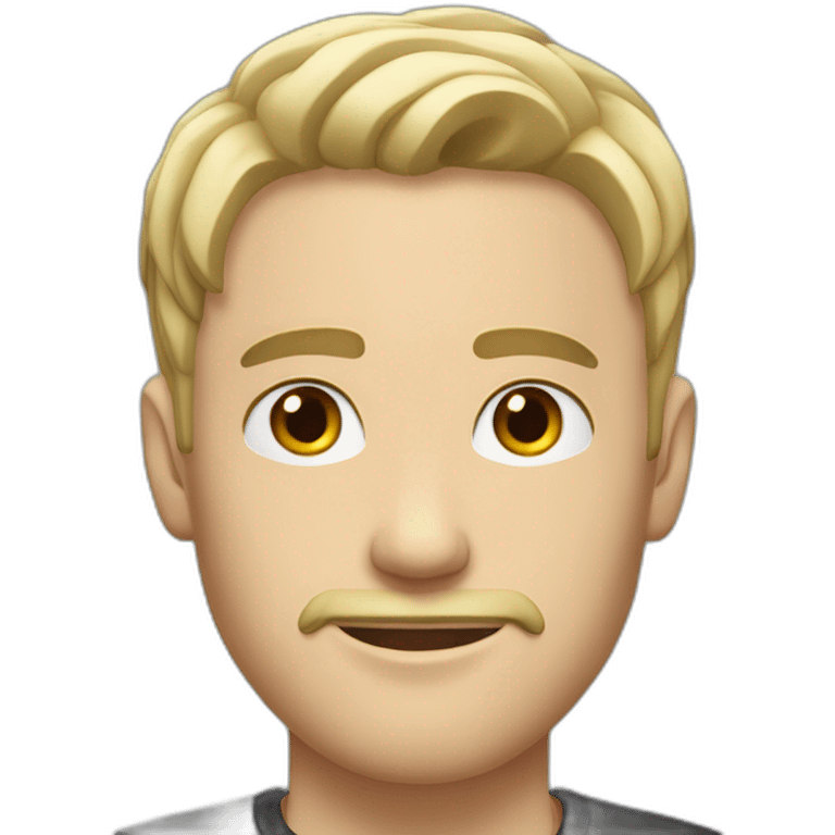 white young man with black short beard and black flat hair emoji