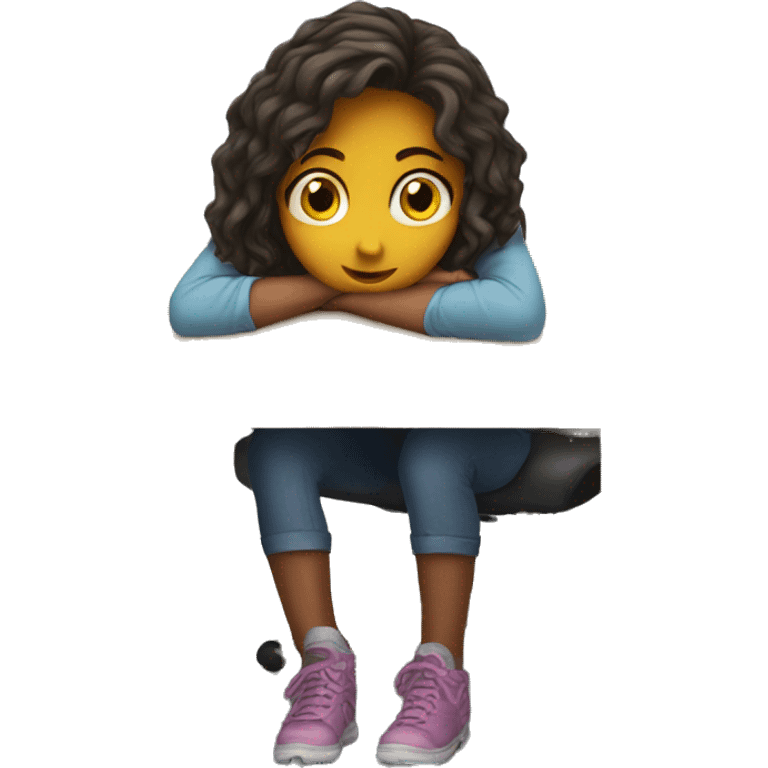 girl hiding under the desk emoji